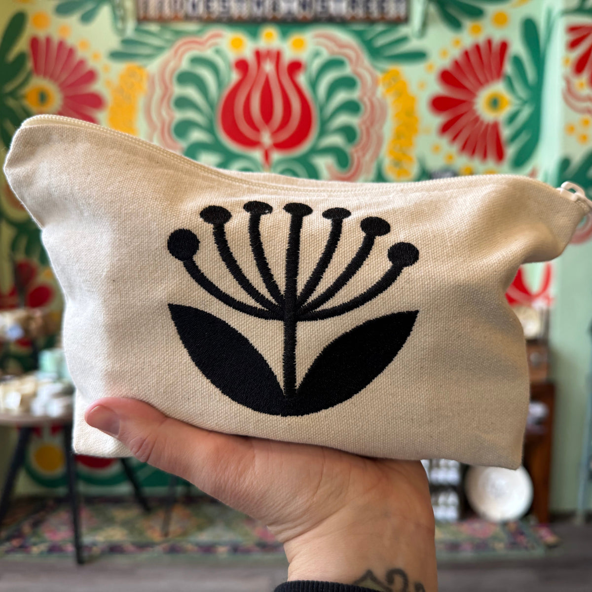 Organic Canvas Zippered Pouch - Natural